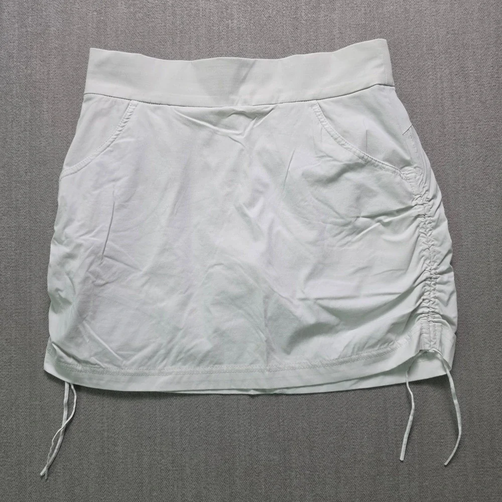 Columbia Skort Women M White Ruched Side Drawstring Athletic Golf Tennis Mini